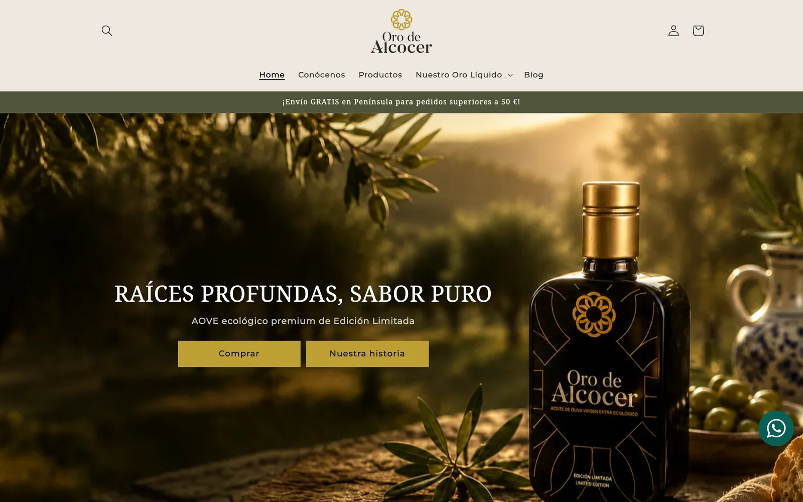 La web de Oro de Alcocer en un portátil.